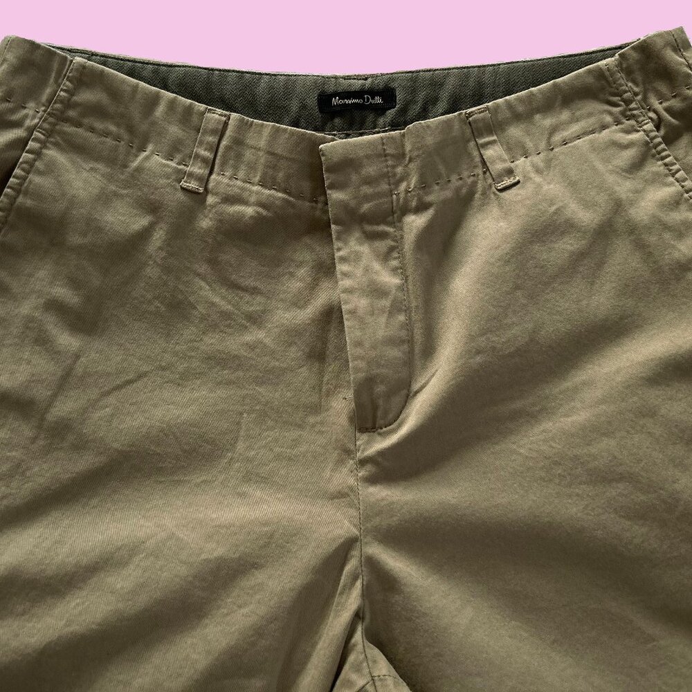 Massimo Dutti Olive Green Crop Pants